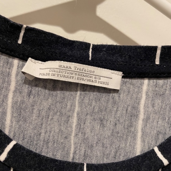 ZARA Side Slit Breezy Summer Striped Strips Short Sleeve Top Shirt T tee SMALL S - Picture 4 of 5